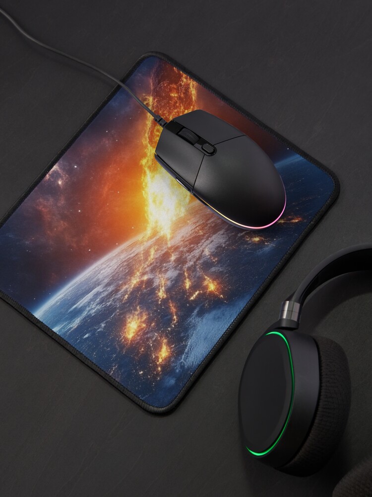 Thumbnail 4 of 5, Mouse Pad, Asteroid Impact designed and sold by Patricks-Art.