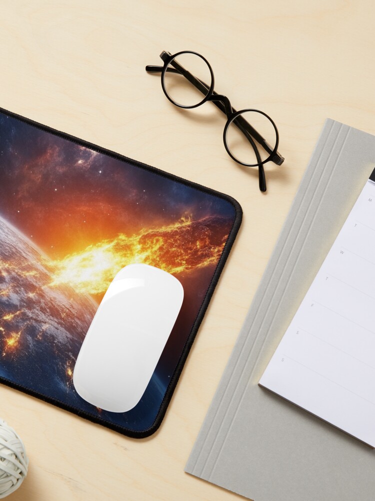 Thumbnail 3 of 5, Mouse Pad, Asteroid Impact designed and sold by Patricks-Art.