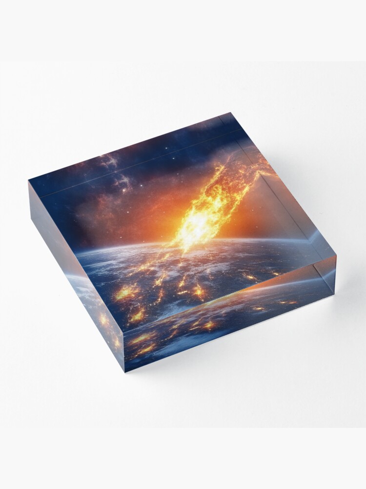 Thumbnail 3 of 5, Acrylic Block, Asteroid Impact designed and sold by Patricks-Art.