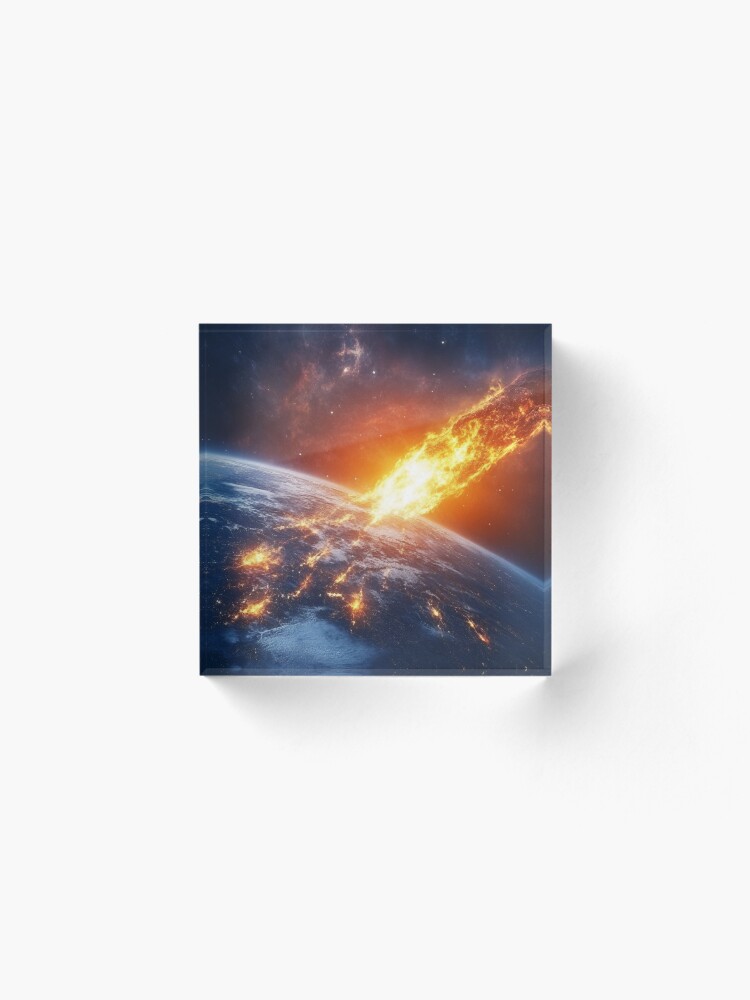 Thumbnail 2 of 5, Acrylic Block, Asteroid Impact designed and sold by Patricks-Art.