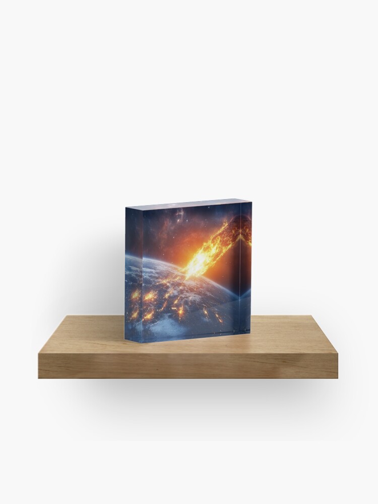 Thumbnail 1 of 5, Acrylic Block, Asteroid Impact designed and sold by Patricks-Art.