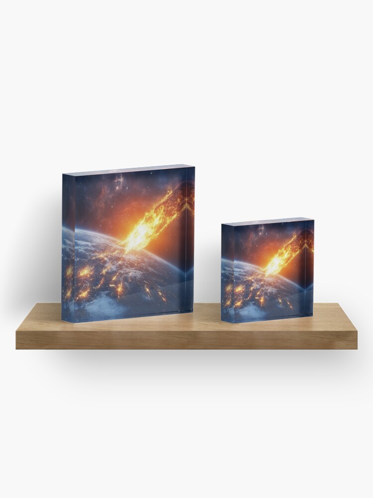Thumbnail 4 of 5, Acrylic Block, Asteroid Impact designed and sold by Patricks-Art.