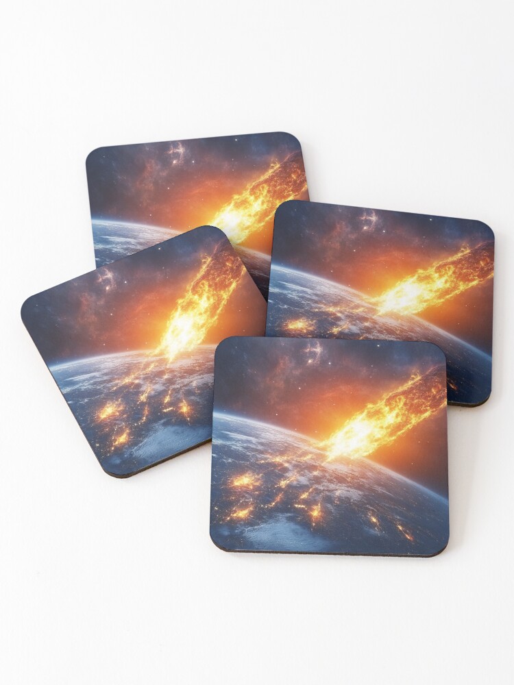 Thumbnail 1 of 5, Coasters (Set of 4), Asteroid Impact designed and sold by Patricks-Art.