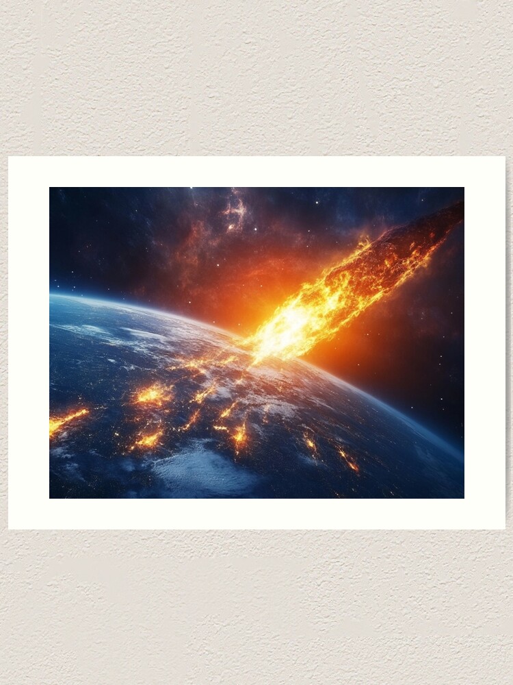 Thumbnail 1 of 3, Art Print, Asteroid Impact designed and sold by Patricks-Art.