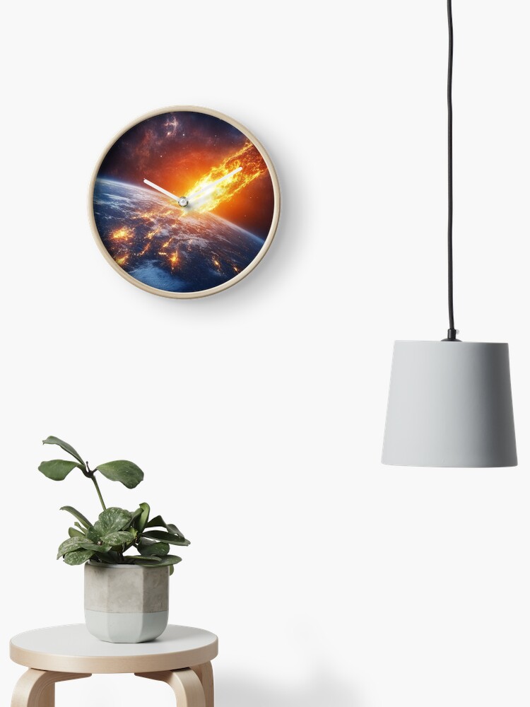 Thumbnail 2 of 4, Clock, Asteroid Impact designed and sold by Patricks-Art.