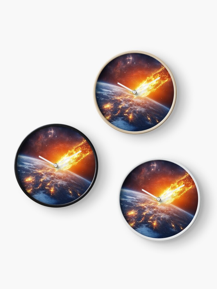 Thumbnail 3 of 4, Clock, Asteroid Impact designed and sold by Patricks-Art.