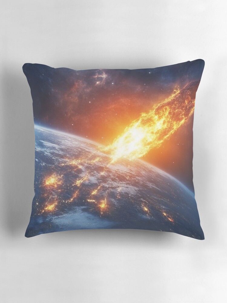 Thumbnail 3 of 4, Pillow, Asteroid Impact designed and sold by Patricks-Art.