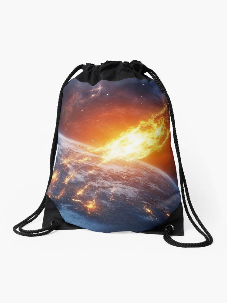 Thumbnail 1 of 3, Drawstring Bag, Asteroid Impact designed and sold by Patricks-Art.