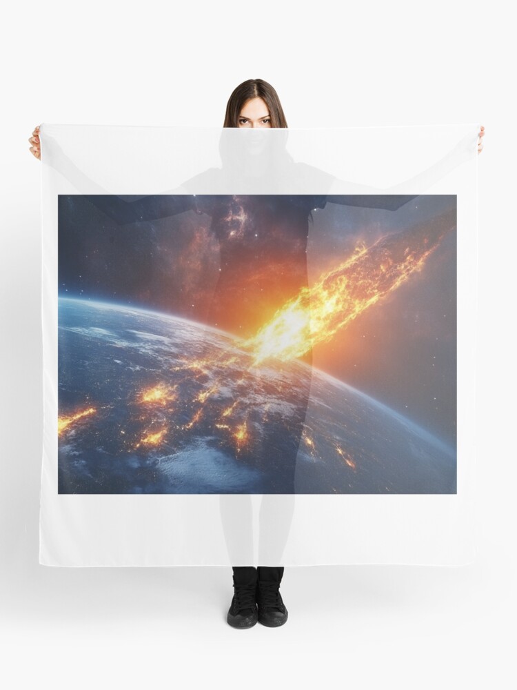 Thumbnail 1 of 3, Scarf, Asteroid Impact designed and sold by Patricks-Art.