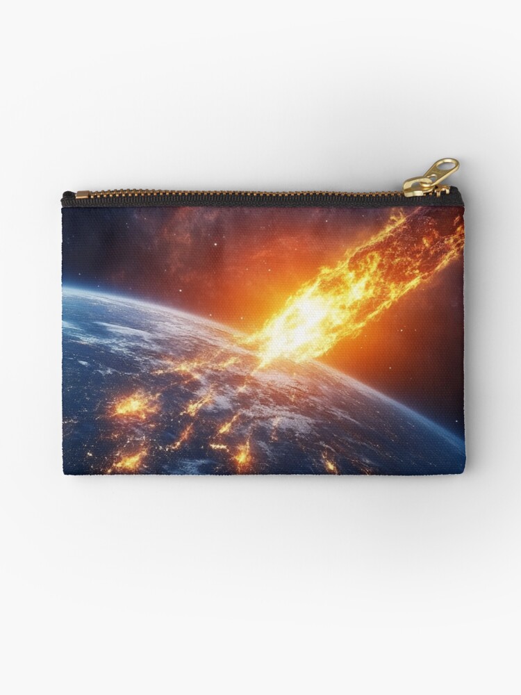 Thumbnail 1 of 4, Zipper Pouch, Asteroid Impact designed and sold by Patricks-Art.
