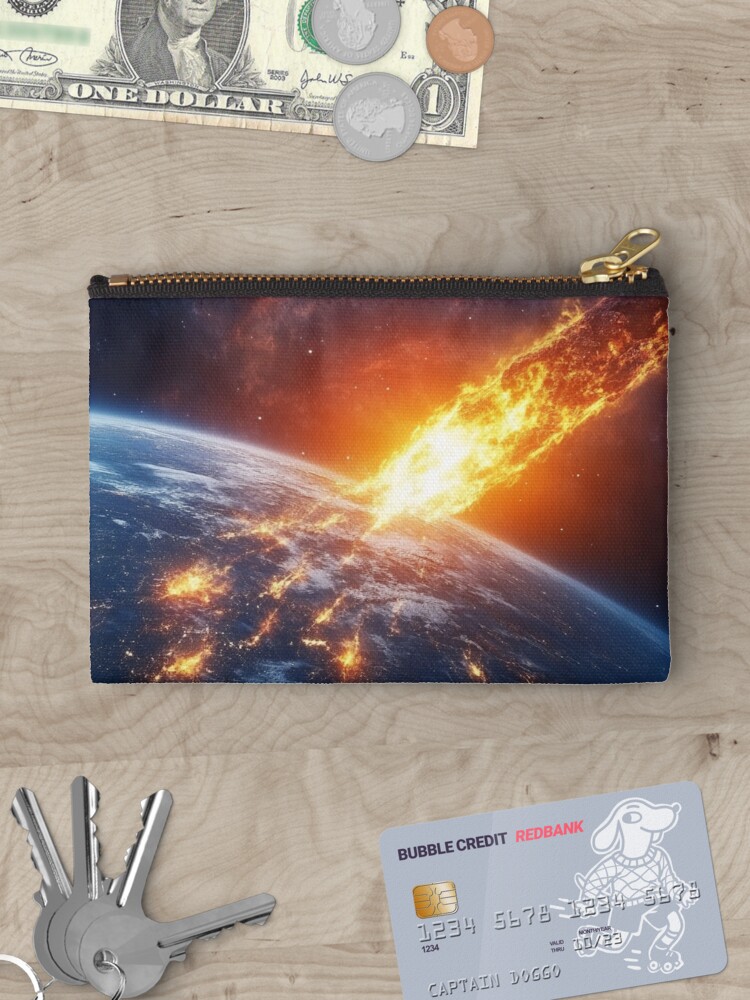 Thumbnail 3 of 4, Zipper Pouch, Asteroid Impact designed and sold by Patricks-Art.