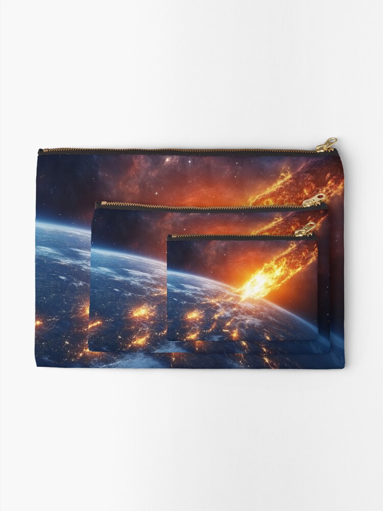 Thumbnail 2 of 4, Zipper Pouch, Asteroid Impact designed and sold by Patricks-Art.