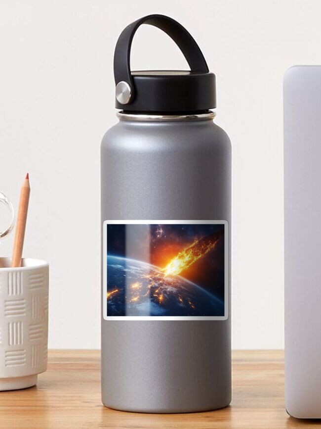 Thumbnail 1 of 3, Sticker, Asteroid Impact designed and sold by Patricks-Art.