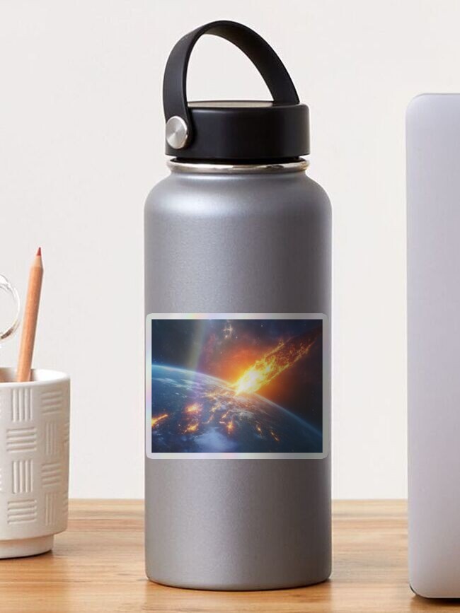 Thumbnail 1 of 4, Sticker, Asteroid Impact designed and sold by Patricks-Art.