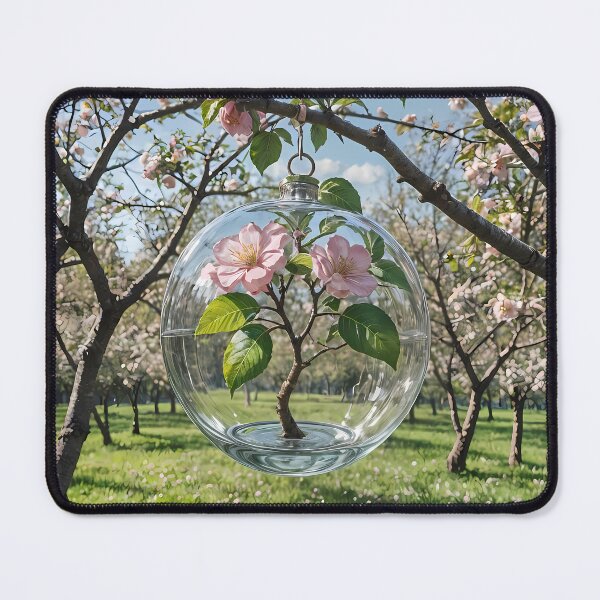 Item preview, Blown Glass Apple With Apple Blossom Flower, Ai Generated Art  designed and sold by ACC .