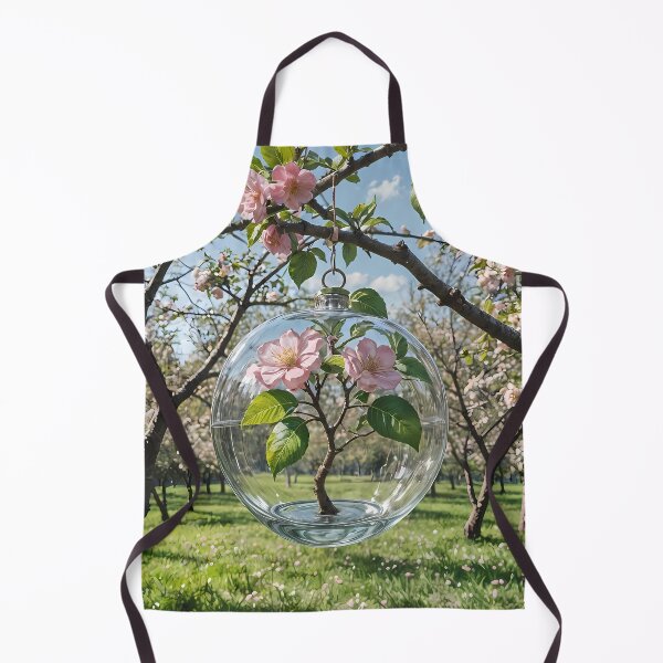 Item preview, Blown Glass Apple With Apple Blossom Flower, Ai Generated Art designed and sold by ACC .