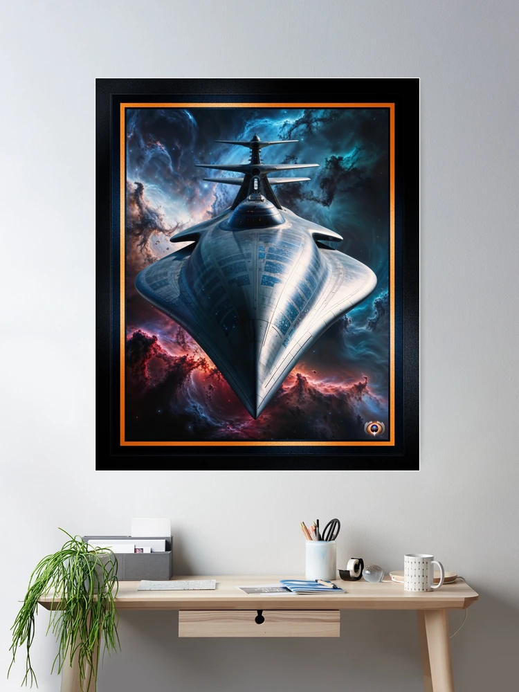 The Majestic Lasciter Star Cruiser Navigates the Mysteries of the Universe AI Concept Art by Xzendor7 | An Impressive Futuristic Vessel 2 The Majestic Lasciter Star Cruiser Navigates the Mysteries of the Universe Breathtaking AI Concept Art by Xzendor7 Wall Decor Poster Art Print