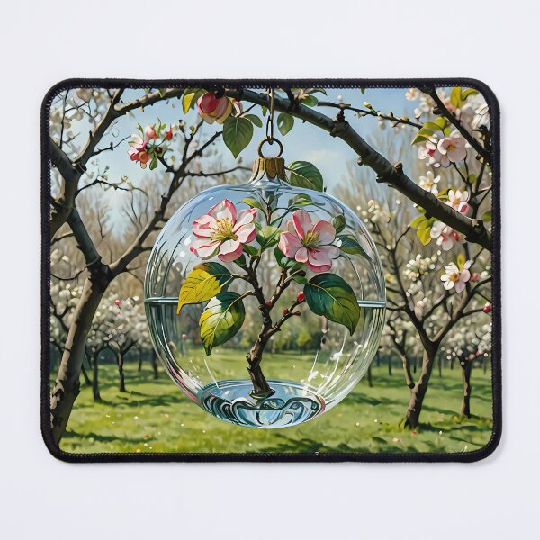 Item preview, Blown Glass Apple With Apple Blossom Flower, Ai Generated Art  designed and sold by ACC .