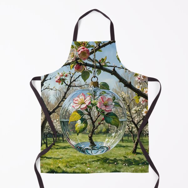 Item preview, Blown Glass Apple With Apple Blossom Flower, Ai Generated Art designed and sold by ACC .