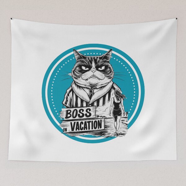 Item preview, Boss on Vacation: Grumpy Cat’s Paradise Break - Tropical Cat Design designed and sold by MaFleiva.