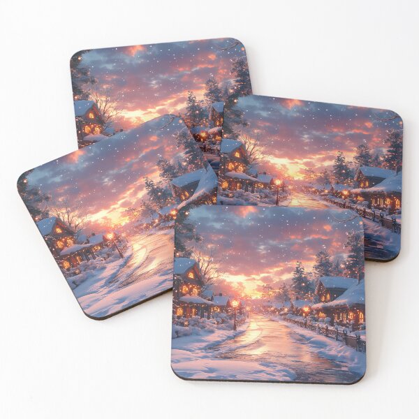 Item preview, Sunset in Winter Wonderland Village designed and sold by keomany.