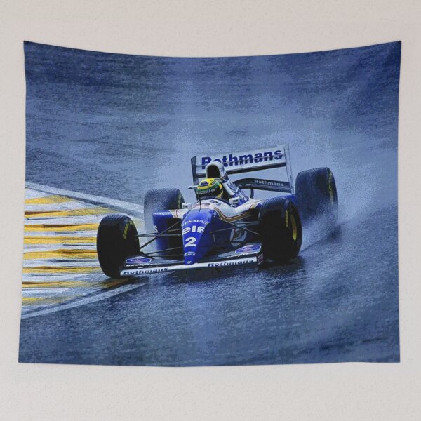 Item preview, Ayrton Senna racing in the rain during the 1994 Brazilian Grand Prix at the Autódromo de Interlagos abstract designed and sold by Rodissimus1984.