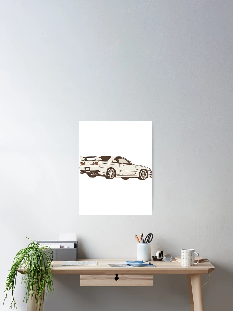 Thumbnail 2 of 3, Poster, GT-R R34 designed and sold by VintageVelocityCars.