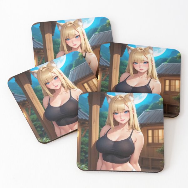 Item preview, Charming Anime-Style Female Character with Cat Ears in Japanese-Inspired Setting – Full Shot Illustration designed and sold by marvinismyname.