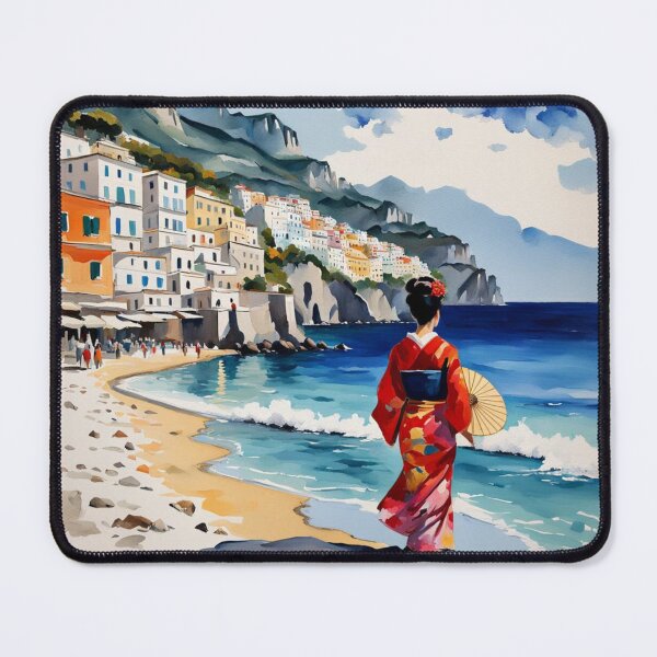 Item preview, Geisha is taking holiday in Europe Italy Amalfi coast on the beach  designed and sold by Coolparrotgirl.