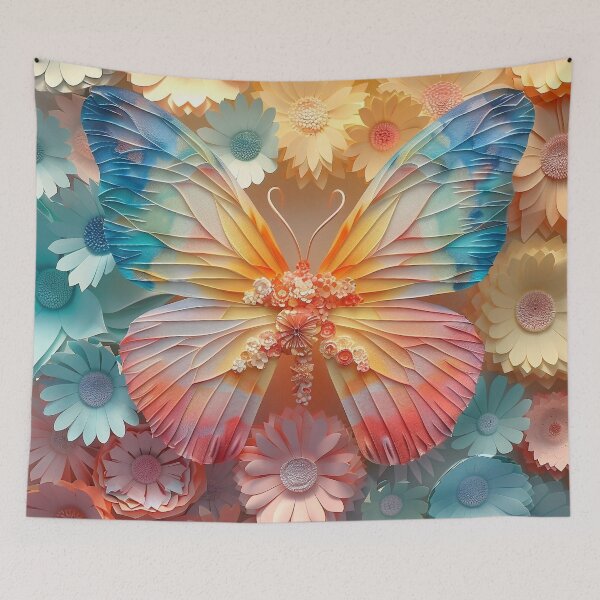 Item preview, stunning colorful paper butterfly floral print designed and sold by dcrc.