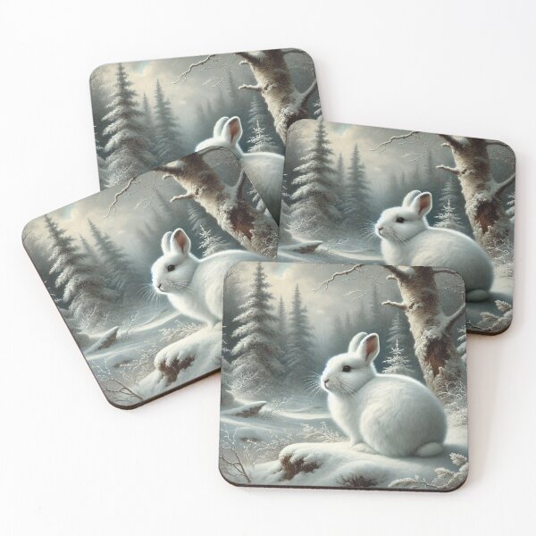Item preview, Charming White Snowshoe Hare Amidst a Winter Wonderland   designed and sold by mustardseed-410.
