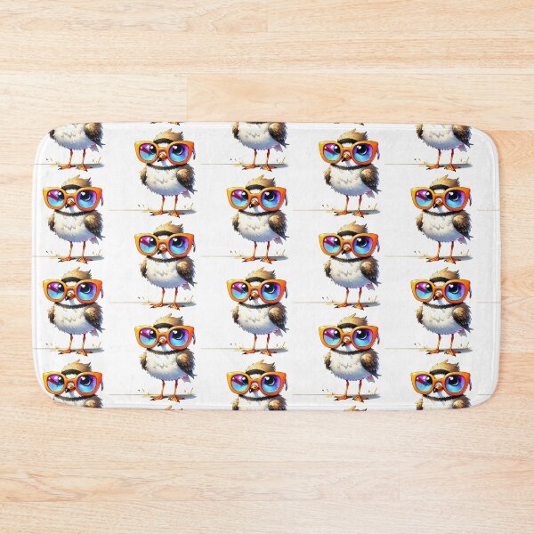 Item preview, Plover, cute Bird with Big Orange Glasses – Fun Cartoon Bird Illustration designed and sold by Pastel-Pulse.