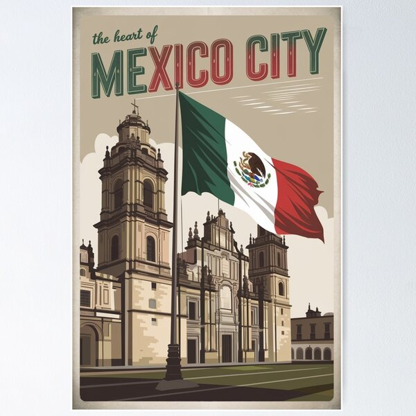 Item preview, Mexico City Vintage Travel Poster designed and sold by TravelerRat.