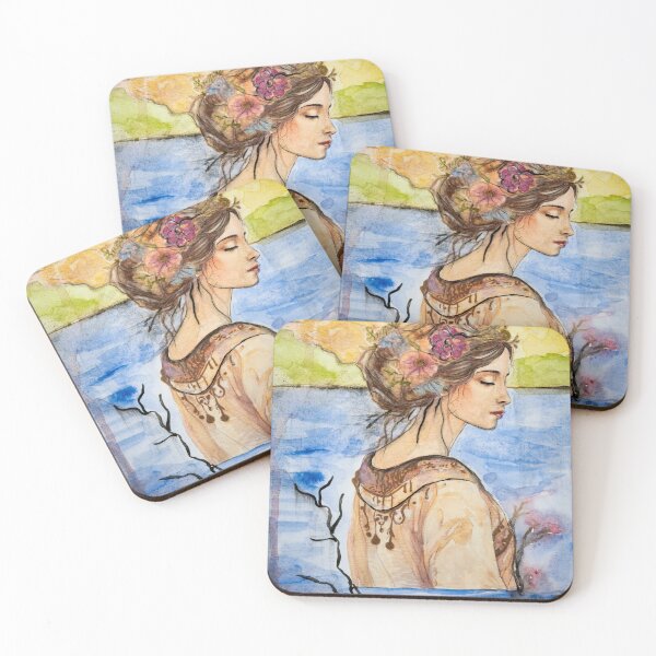 Item preview, Serene Watercolor Portrait of Woman in Water designed and sold by st0n0ga.