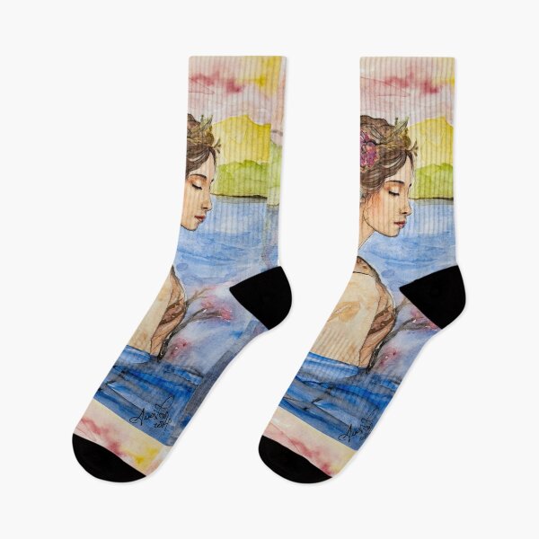 Item preview, Serene Watercolor Portrait of Woman in Water designed and sold by st0n0ga.