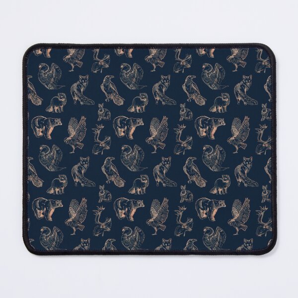 Item preview, Forest animal pattern bronze on navy blue designed and sold by solarwind559.