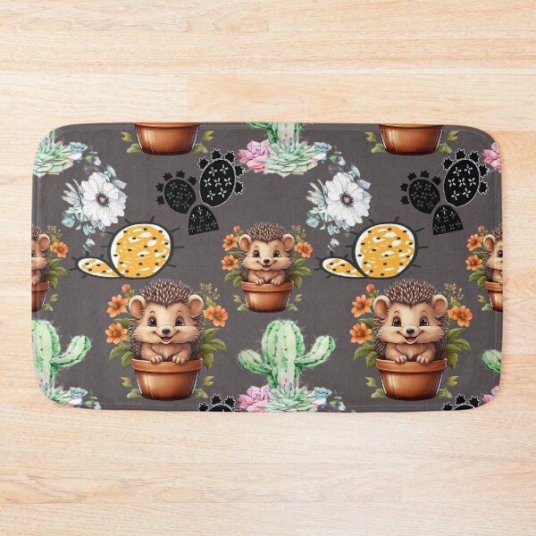 Item preview, Fun Prickly Pals: A whimsical pattern featuring hedgehogs nestled in flowerpots, surrounded by a variety of cacti. designed and sold by Grang Art Artistic Designs.