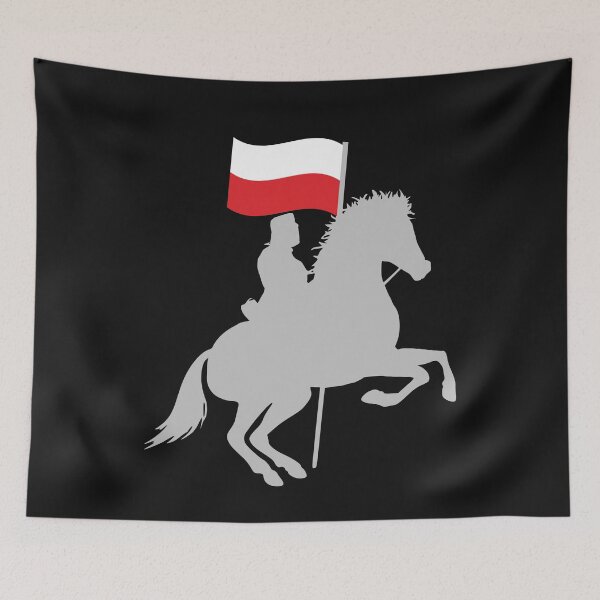 Item preview, Polish Soldier Polish Pride Horse Rider Flag for Heritage Lovers designed and sold by Anniko Art Studio.