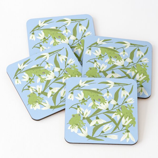 Item preview, Green Frogs And Snowdrops Under Spring Blue Sky Seamless Pattern designed and sold by daniela-rus.