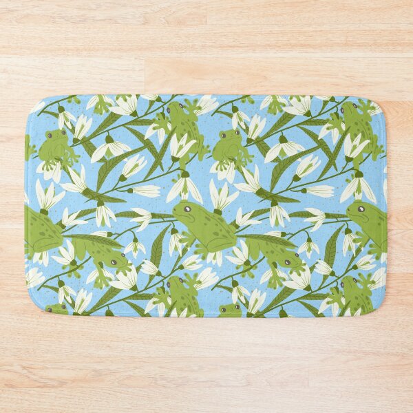 Item preview, Green Frogs And Snowdrops Under Spring Blue Sky Seamless Pattern designed and sold by daniela-rus.
