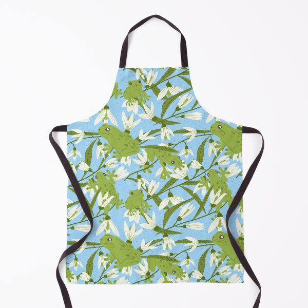 Item preview, Green Frogs And Snowdrops Under Spring Blue Sky Seamless Pattern designed and sold by daniela-rus.