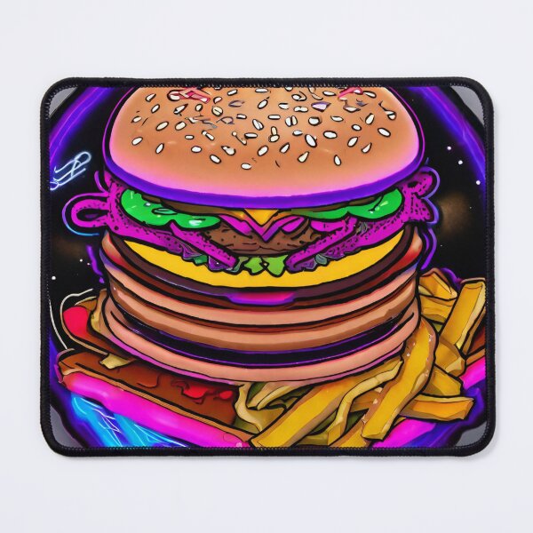Item preview, Neon cheeseburger and fries designed and sold by seahorse crossing.
