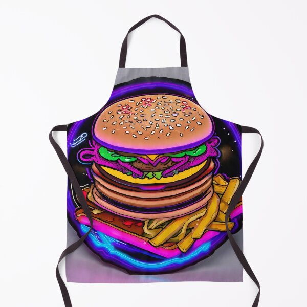 Item preview, Neon cheeseburger and fries designed and sold by seahorse crossing.