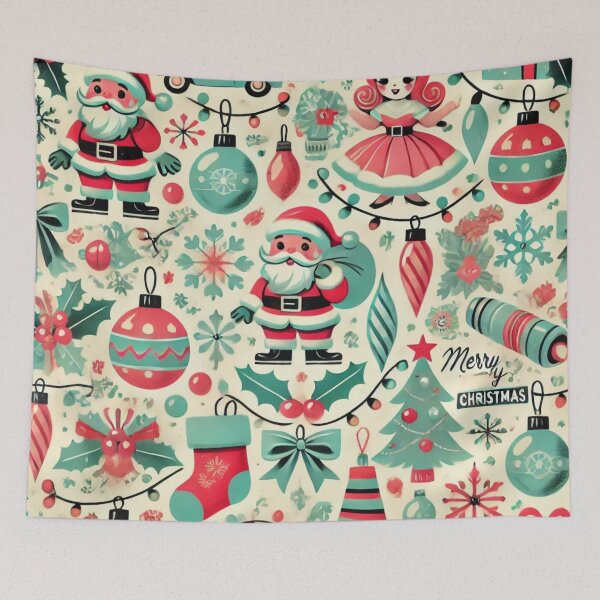 Item preview, Retro Christmas Pattern with 1950s Vibe in Pastel Colors designed and sold by thoratsdesign.