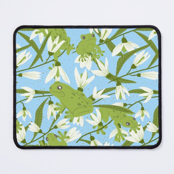 Item preview, Green Frogs And Snowdrops Under Spring Blue Sky Seamless Pattern designed and sold by daniela-rus.