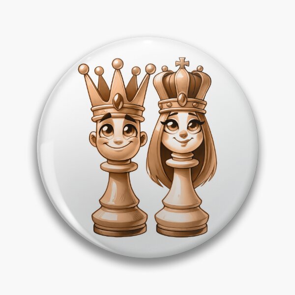 Artikelvorschau, Sepia Cartoon König und Königin Schachfigur Kunst – Vintage-Stil entworfen und verkauft von Cherry-Cat.