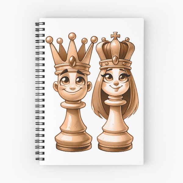 Artikelvorschau, Sepia Cartoon König und Königin Schachfigur Kunst – Vintage-Stil entworfen und verkauft von Cherry-Cat.
