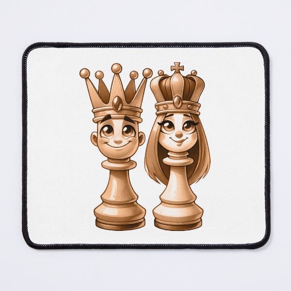 Artikelvorschau, Sepia Cartoon König und Königin Schachfigur Kunst – Vintage-Stil entworfen und verkauft von Cherry-Cat.