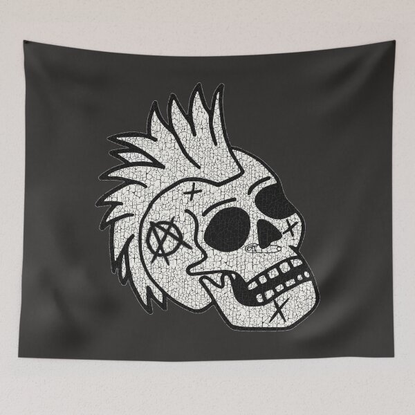 Item preview, Mohican Punk Skull T-Shirt – Distressed Anarchy Style designed and sold by paulo silveira.
