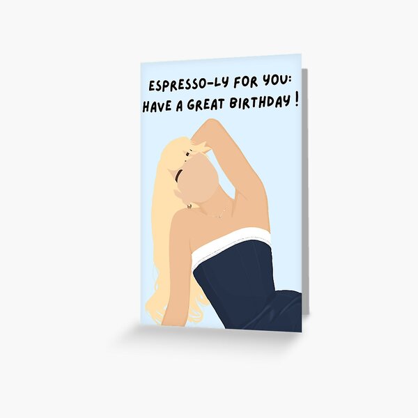 Item preview, Birthday Greeting Cards, Sabrina Carpenter Espresso Design, Customizable Card, Pop Culture Fan Gift, Stationery Set, Coffee Lover Card designed and sold by Ikkebech.